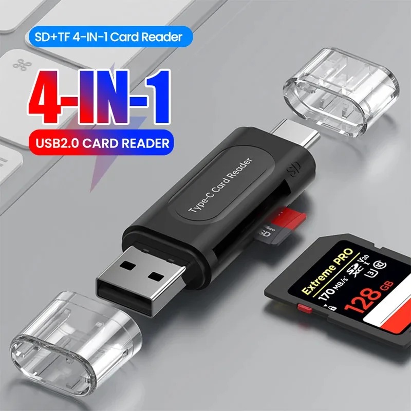 NIUTO Card Reader 4in1 USB 2.0 USB Type C OTG SD Card MicroSD - NT-41 Gambar produk NIUTO Card Reader 4in1 USB 2.0 USB Type C OTG SD Card MicroSD - NT-41