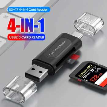 Gambar produk NIUTO Card Reader 4in1 USB 2.0 USB Type C OTG SD Card MicroSD - NT-41