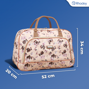 Gambar produk Rhodey RAIMIQI SEMOR Tas Jinjing Duffle Bag PU Leather Unisex 20 Inch Beige Bear - CB001