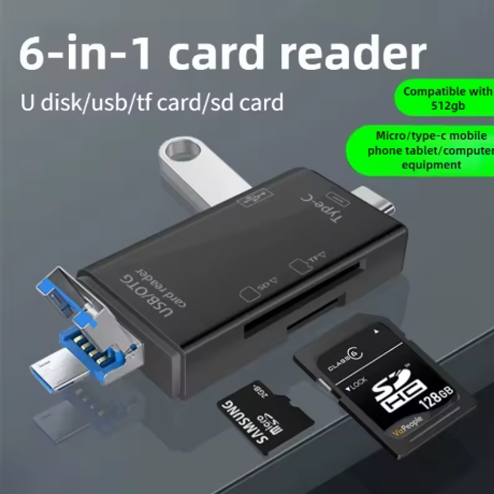 Gambar produk Elough Card Reader 6in1 Type C Micro USB 3.0 OTG SD MicroSD - EL-61