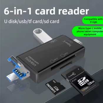 Elough Card Reader 6in1 Type C Micro USB 3.0 OTG SD MicroSD - EL-61