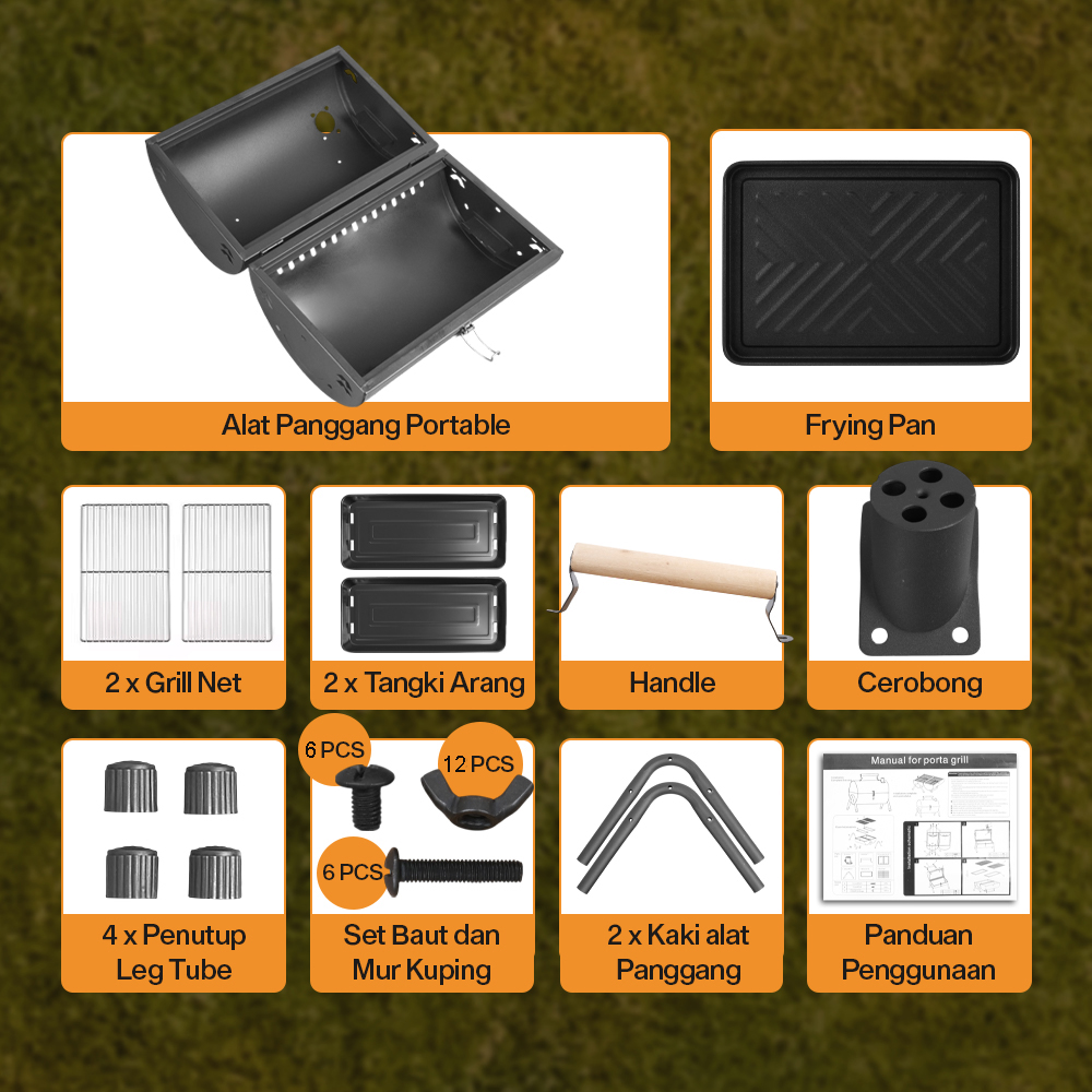 Xbess Alat Panggang Arang Portable BBQ Outdoor Grill Stove with Pan - K-707 Gambar produk Xbess Alat Panggang Arang Portable BBQ Outdoor Grill Stove with Pan - K-707