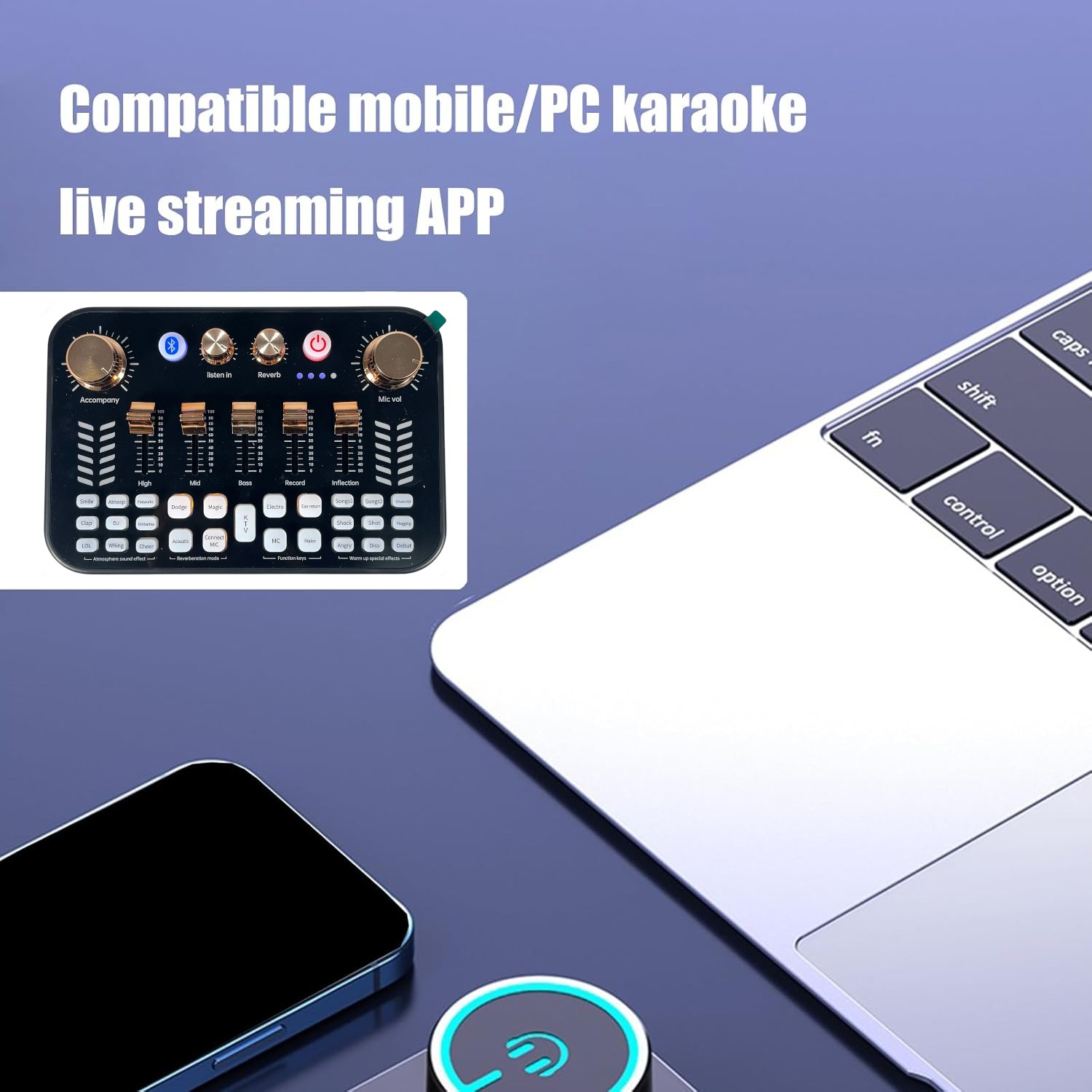 LIEYUAN Sound Card Mixer External Bluetooth Live Broadcast 1200mAh - V19 Gambar produk LIEYUAN Sound Card Mixer External Bluetooth Live Broadcast 1200mAh - V19