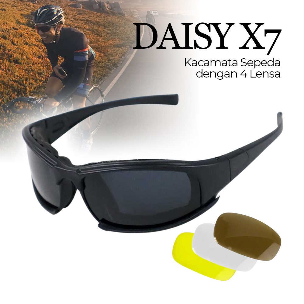 Daisy X7 Kacamata Sepeda dengan 4 Lensa Cycling Polarized Sunglasses Gambar produk Daisy X7 Kacamata Sepeda dengan 4 Lensa Cycling Polarized Sunglasses