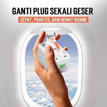 Gambar produk MAERKNON Travel Adaptor Universal AU US UK EU Type C Dual USB 2400mA - HHT200