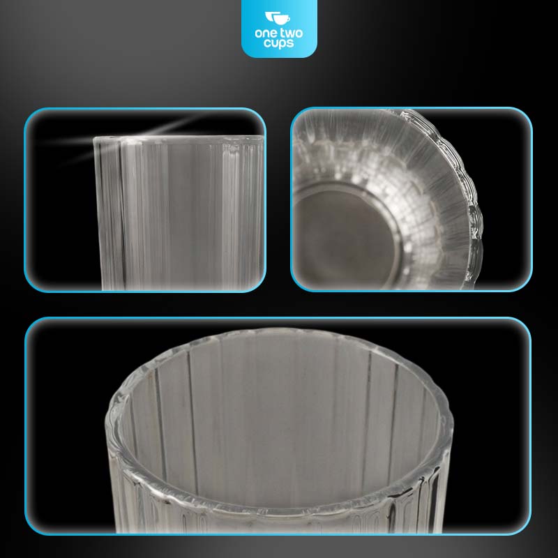 One Two Cups Gelas Kaca Aesthetic Kopi Teh Simple Striped Glass 314ml - J15 Gambar produk One Two Cups Gelas Kaca Aesthetic Kopi Teh Simple Striped Glass 314ml - J15