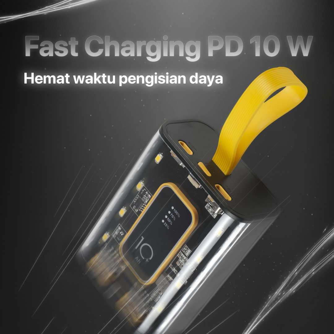 WST Power Bank 20000mAh Fast Charging PD 3in1 Cable Dual USB Port 10W - WS731 Gambar produk WST Power Bank 20000mAh Fast Charging PD 3in1 Cable Dual USB Port 10W - WS731
