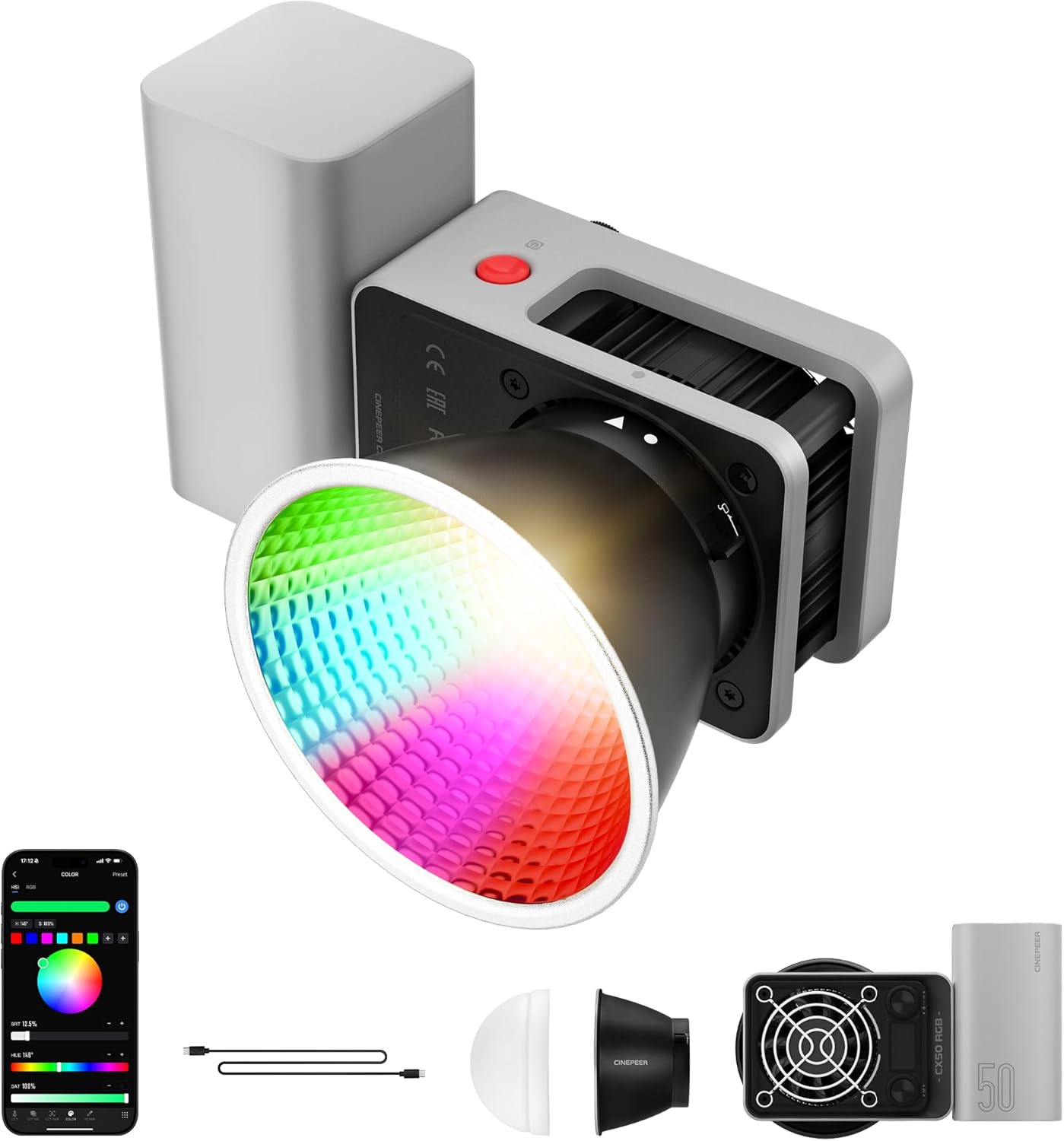 ZHIYUN CINEPEER Lampu Studio Pocket Fill Light RGB COB LED 50 W - CX50 RGB Gambar produk ZHIYUN CINEPEER Lampu Studio Pocket Fill Light RGB COB LED 50 W - CX50 RGB