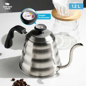 One Two Cups Teko Kopi Leher Angsa Pour Over Drip Kettle Thermometer - KE4012