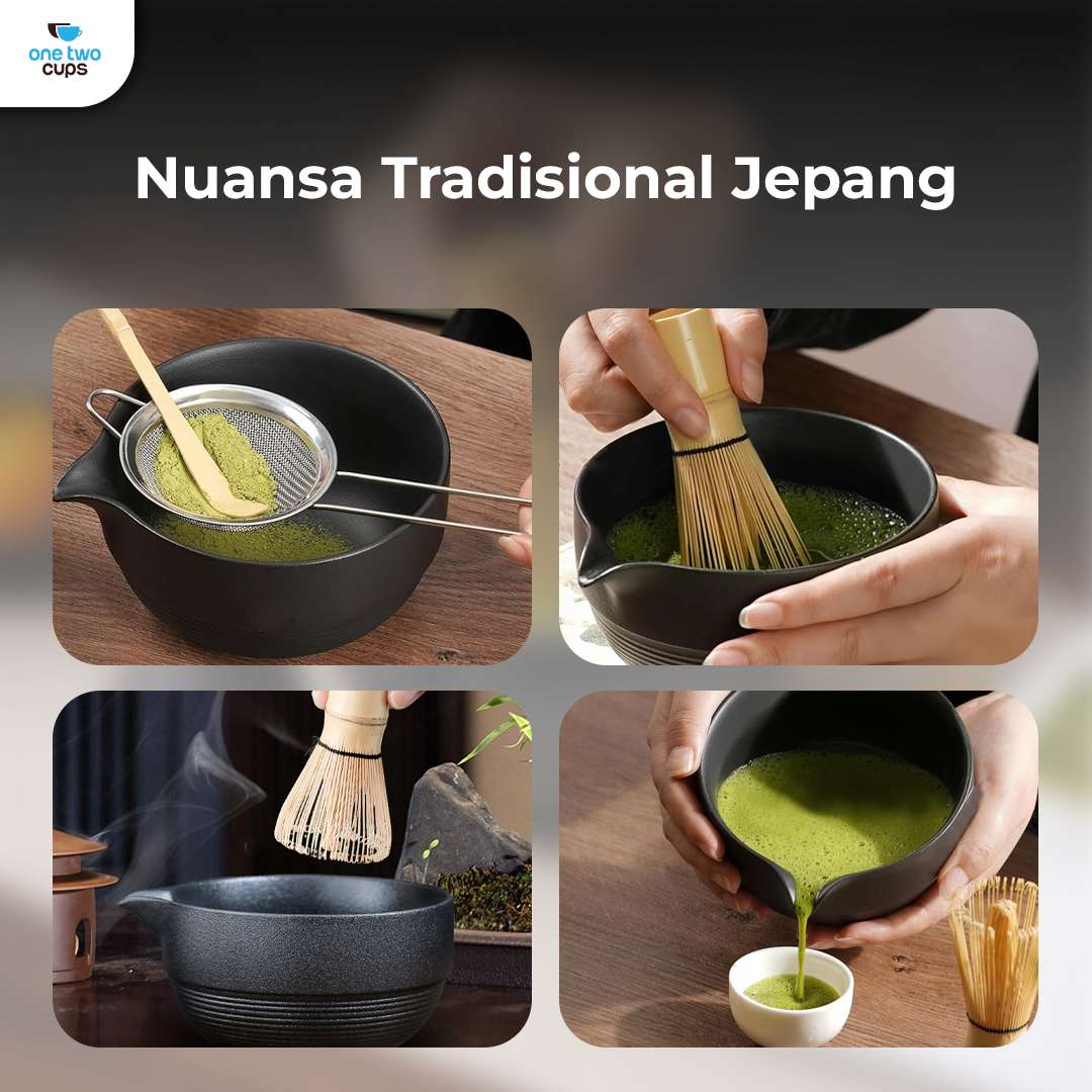 One Two Cups Matcha Set Kit Chasen Stand Chashaku Bamboo 3 PCS - D-31 Gambar produk One Two Cups Matcha Set Kit Chasen Stand Chashaku Bamboo 3 PCS - D-31