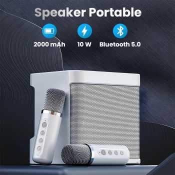 BAFOVY Speaker Bluetooth Karaoke Portable with 2 Microphone 10W - WJ-A826