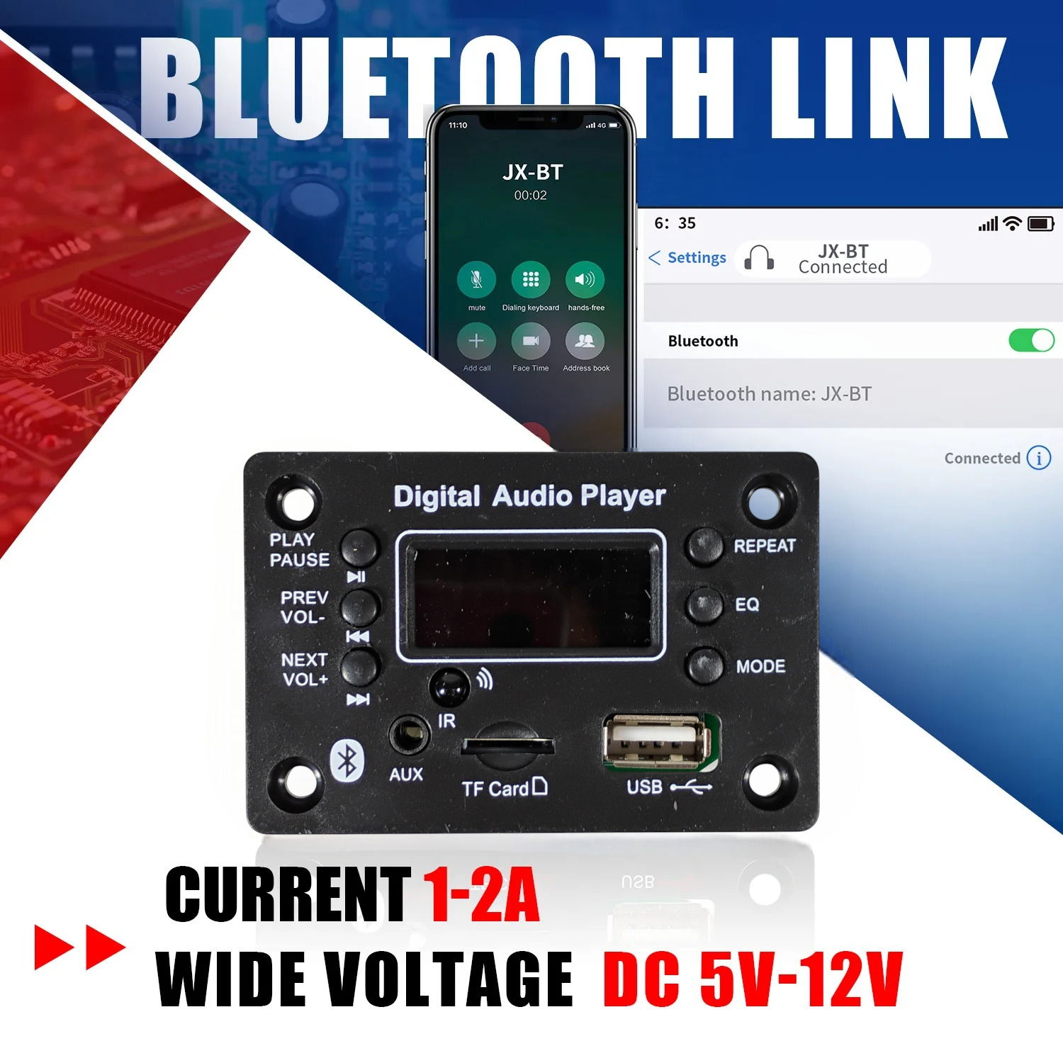 ICANING Amplifier Board Audio Player Bluetooth USB FM DIY 80W 12V - G016 Gambar produk ICANING Amplifier Board Audio Player Bluetooth USB FM DIY 80W 12V - G016