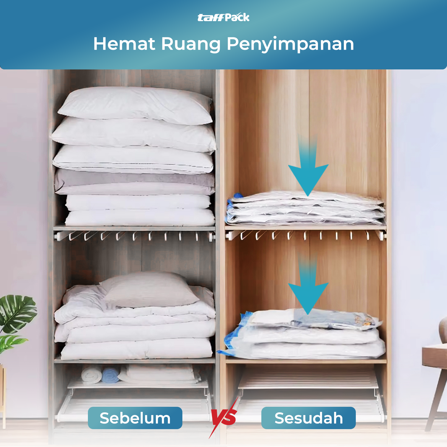 TaffPACK Kantong Plastik Vakum Pakaian Gulung Manual 40x60cm 1 PCS - TR028 Gambar produk TaffPACK Kantong Plastik Vakum Pakaian Gulung Manual 40x60cm 1 PCS - TR028