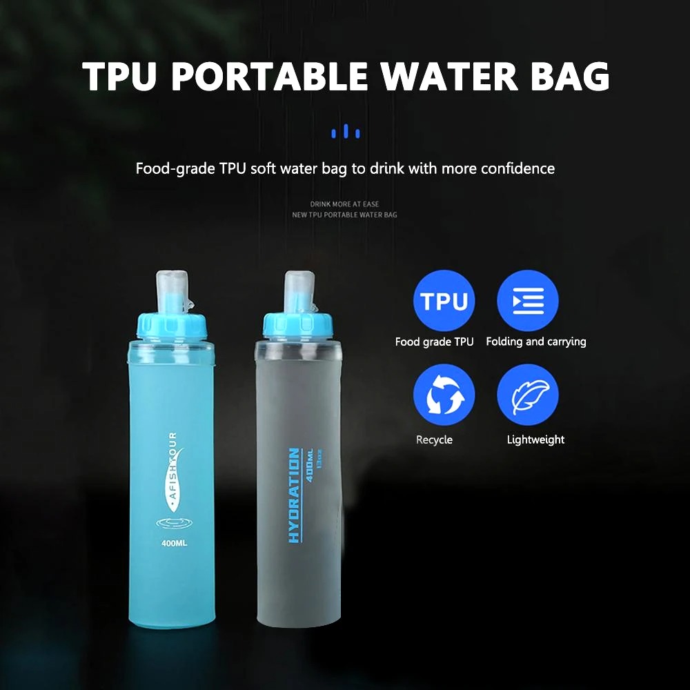 TaffSPORT Botol Minum Soft Flask Foldable Sport Water TPU 500ml - TF-55 Gambar produk TaffSPORT Botol Minum Soft Flask Foldable Sport Water TPU 500ml - TF-55