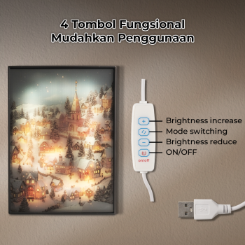 Gambar produk YORYZENG Lampu Meja Hias Lukisan 3in1 Color LED USB 30.5cm Christmas Snow - YY31