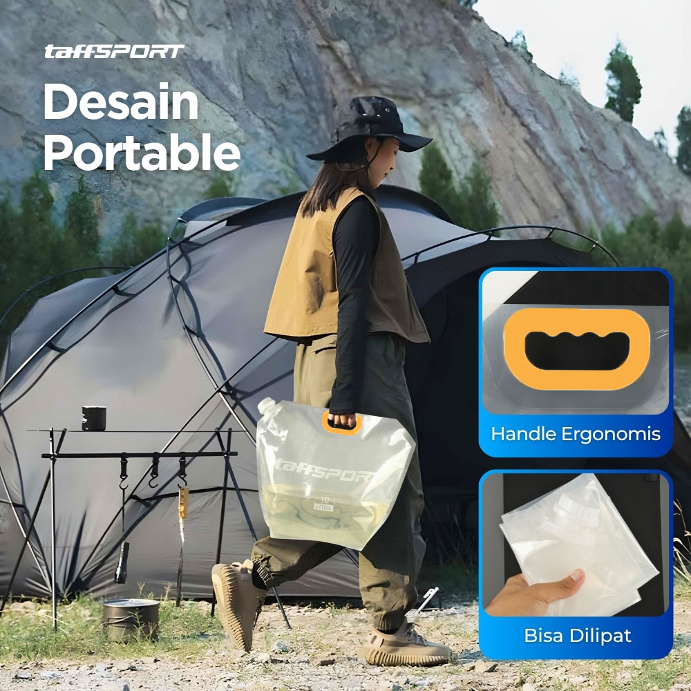 TaffSPORT Kantong Air Minum Lipat Multifungsi Portable Water Bag 10L - OT009 Gambar produk TaffSPORT Kantong Air Minum Lipat Multifungsi Portable Water Bag 10L - OT009