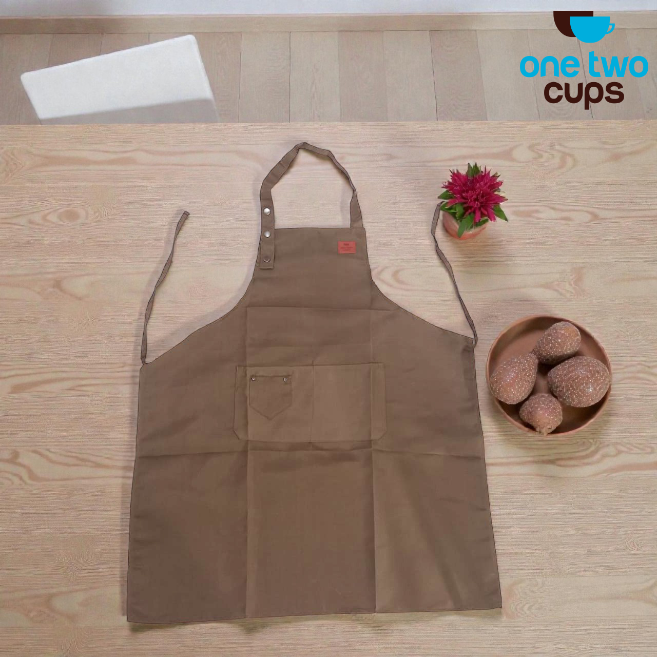 One Two Cups Celemek Masak Apron Dapur Canvas Strap Kancing - AGD01 Gambar produk One Two Cups Celemek Masak Apron Dapur Canvas Strap Kancing - AGD01