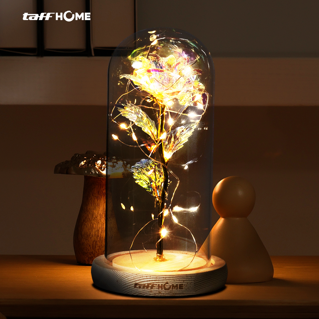 TaffHOME Lampu Meja Hias LED Mawar Beauty and The Beast Warm White - AC01 Gambar produk TaffHOME Lampu Meja Hias LED Mawar Beauty and The Beast Warm White - AC01