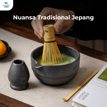 Gambar produk One Two Cups Matcha Set Kit Chawan Chasen Stand Chashaku 4 PCS - N41