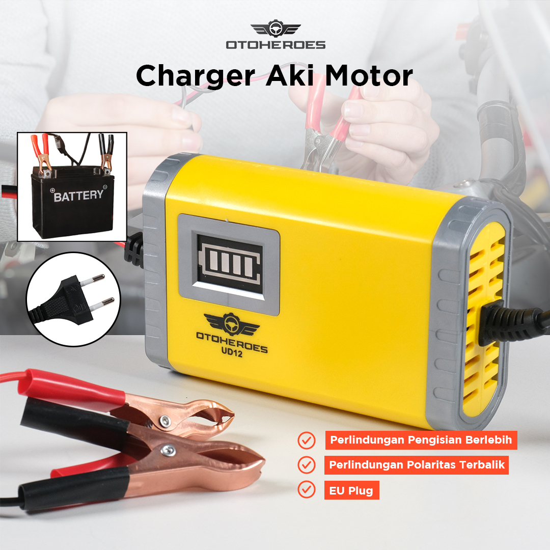 OTOHEROES Charger Aki Motor Intelligent Battery Charger 12V 2A - UD12 Gambar produk OTOHEROES Charger Aki Motor Intelligent Battery Charger 12V 2A - UD12