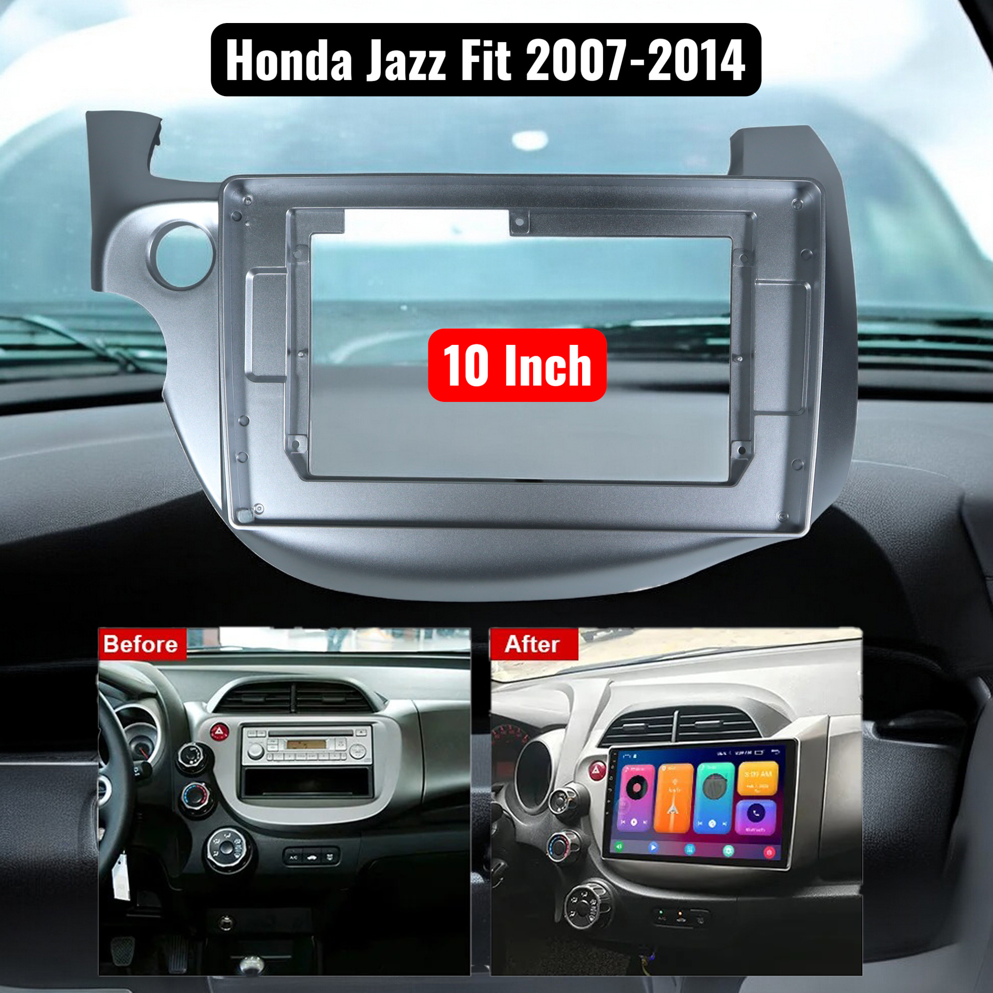 KUFINE Frame Head Unit ABS 10 Inch Car Player Honda Jazz Fit 2007-2014 - KF-14 Gambar produk KUFINE Frame Head Unit ABS 10 Inch Car Player Honda Jazz Fit 2007-2014 - KF-14