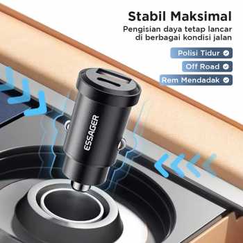 Gambar produk ESSAGER Car Charger Mobil Fast Charging PD QC 4.0 USB Type C Port 45W - ECCAC45-TL01-P