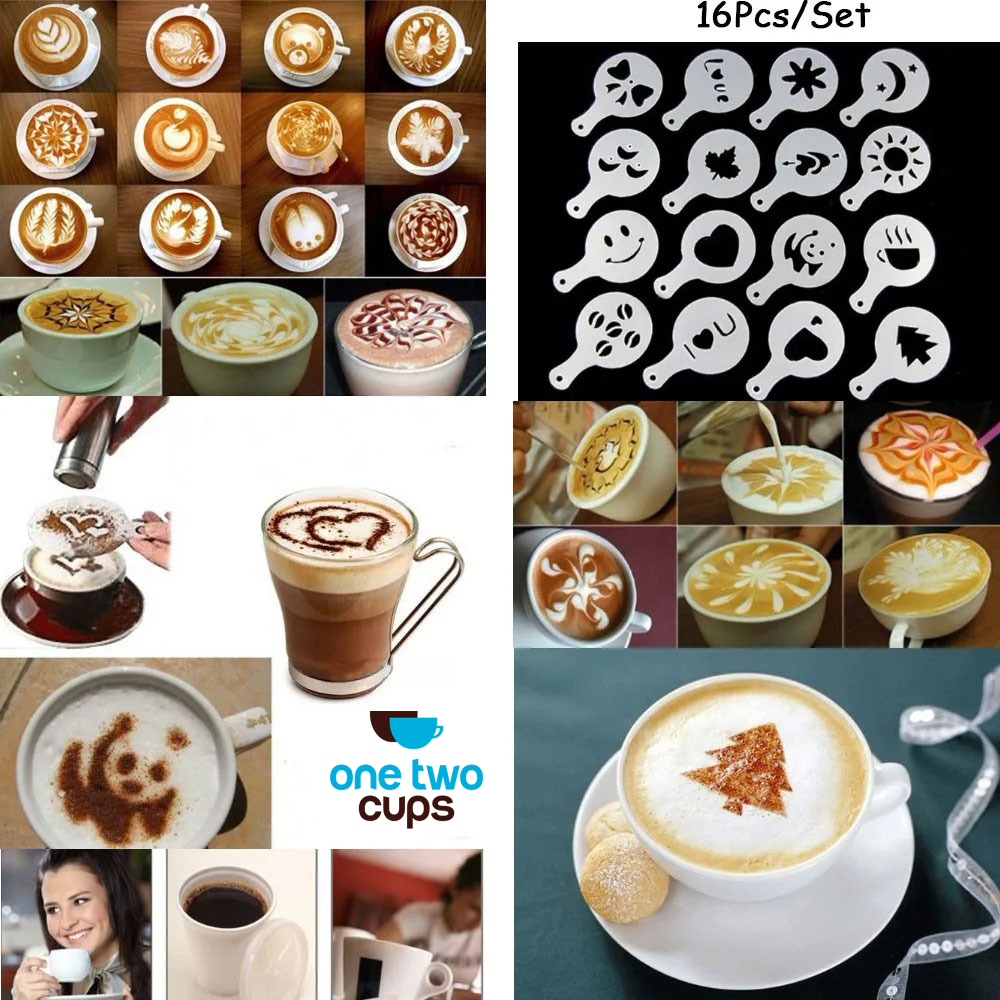 Gambar produk One Two Cups Cetakan Busa Foam Kopi Latte Art 16 PCS - JJYE01