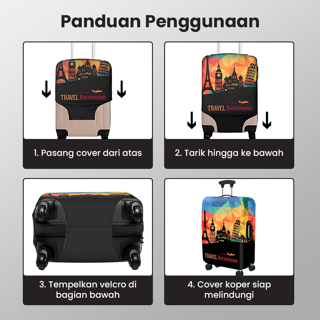 TravGuard Sarung Koper Elastis Polyester Spandex Luggage Cover M Scenic Spot 2 - H-22 Gambar produk TravGuard Sarung Koper Elastis Polyester Spandex Luggage Cover M Scenic Spot 2 - H-22