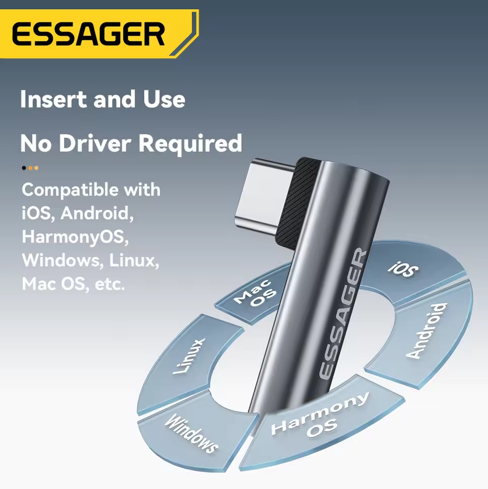 ESSAGER Adaptor Jack Audio OTG Converter Type C Male to 3.5mm Female - EOTGT-ZY0G Gambar produk ESSAGER Adaptor Jack Audio OTG Converter Type C Male to 3.5mm Female - EOTGT-ZY0G
