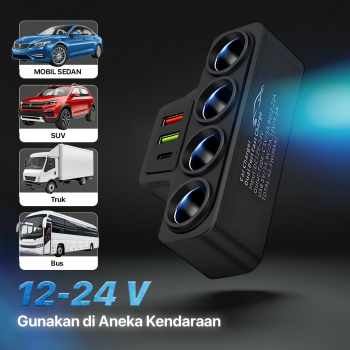 Gambar produk ADOREHER Car Charger Mobil PD QC Cigarette Type C Dual USB Port 120W - D-25