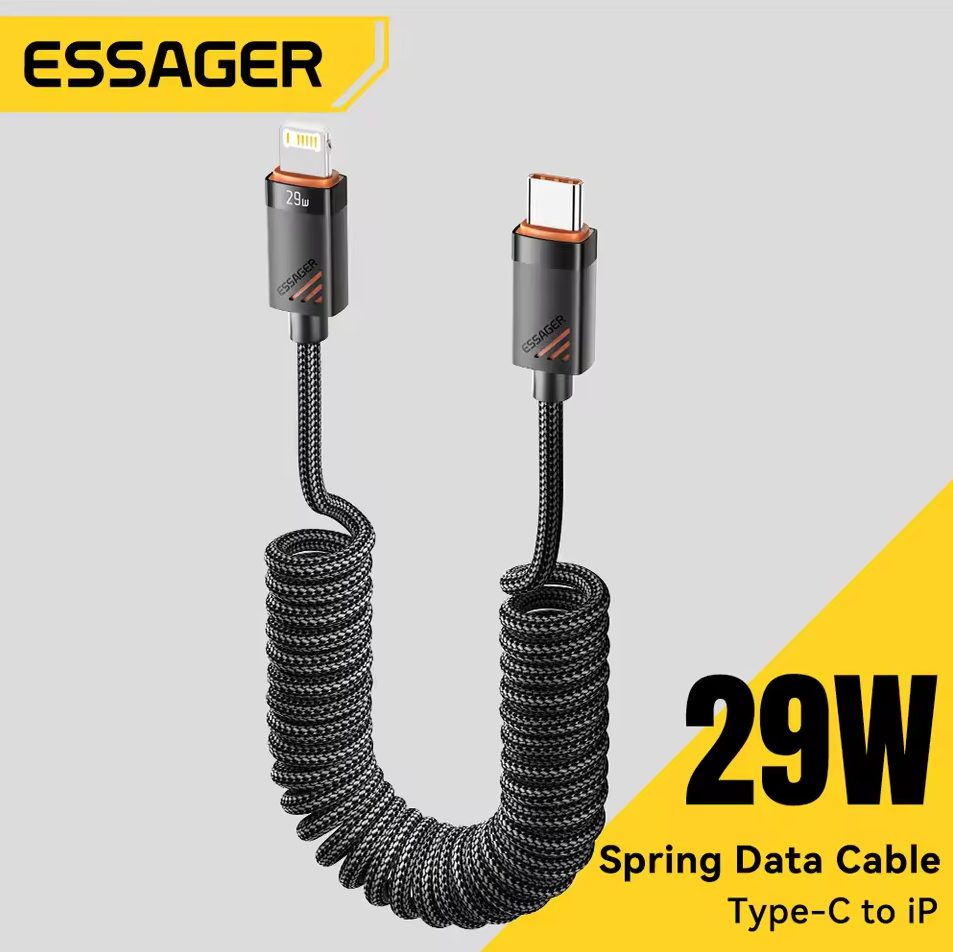 ESSAGER Kabel Data Spring USB Type C to Lightning Fast Charging PD 29W - EXCTL-CY01 Gambar produk ESSAGER Kabel Data Spring USB Type C to Lightning Fast Charging PD 29W - EXCTL-CY01