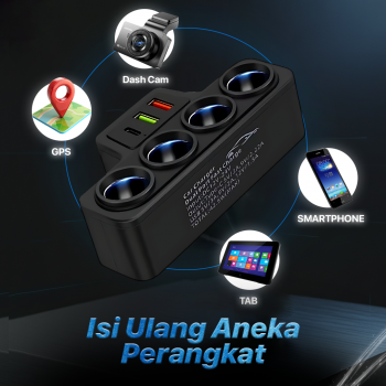 Gambar produk ADOREHER Car Charger Mobil PD QC Cigarette Type C Dual USB Port 120W - D-25