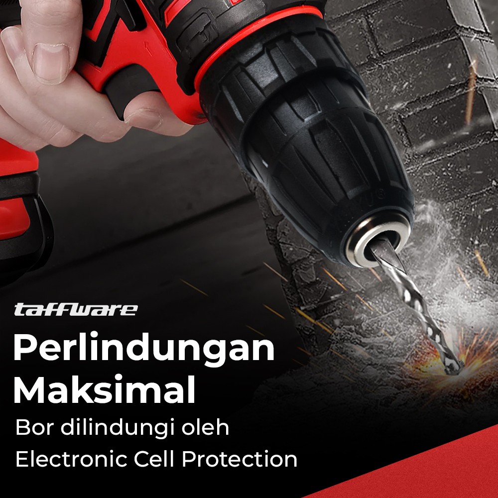 Gambar produk Taffware Bor Listrik Cordless Lithium Battery Electric Screwdriver 12V - KR564