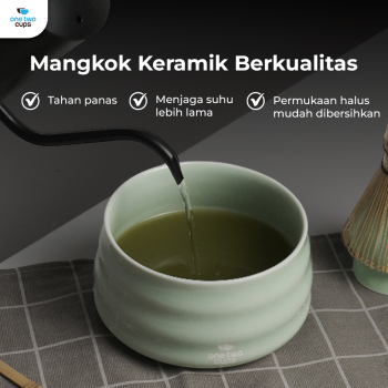 Gambar produk One Two Cups Matcha Set Kit Chawan Chasen Stand Chashaku 4 PCS - NA-1451