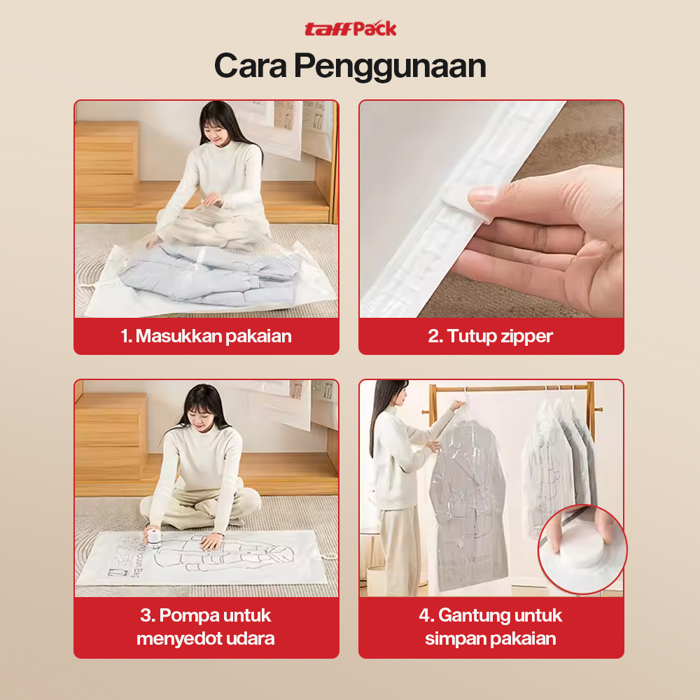 TaffPACK Plastik Vakum Gantung Pakaian Vacuum Compression Bag 1 PCS 70x110cm - MBF70 Gambar produk TaffPACK Plastik Vakum Gantung Pakaian Vacuum Compression Bag 1 PCS 70x110cm - MBF70