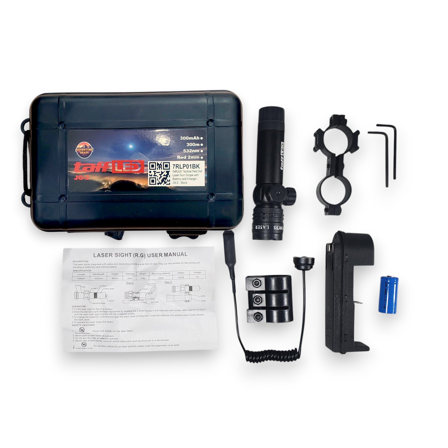 TaffLED Tactical Red Dot Laser Gun Scope with Baterry and Charger - JG-2 Gambar produk TaffLED Tactical Red Dot Laser Gun Scope with Baterry and Charger - JG-2