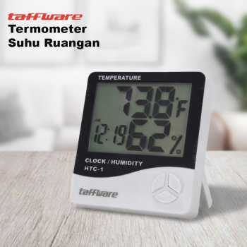 Gambar produk Taffware Termometer Suhu Ruangan Humidity Hygrometer Clock Calendar - HTC-1