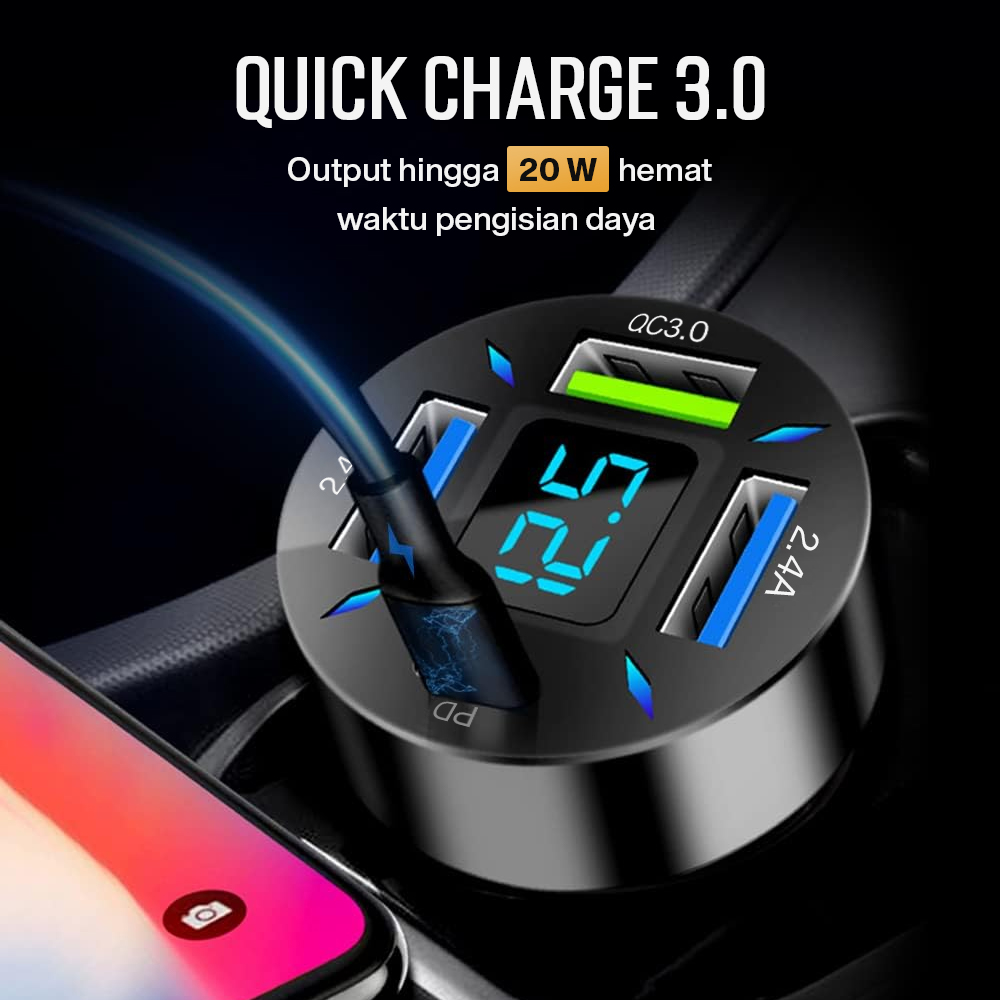 Iriisy Car Charger Mobil Fast Charging PD QC 3.0 USB Type C Port 54W - PD20W Gambar produk Iriisy Car Charger Mobil Fast Charging PD QC 3.0 USB Type C Port 54W - PD20W