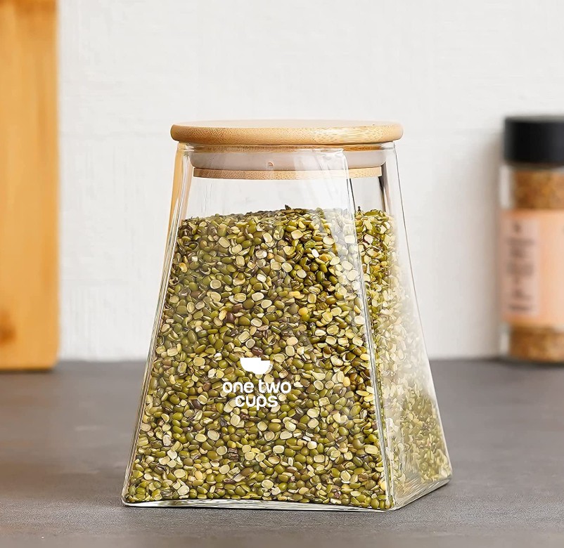 Gambar produk One Two Cups Toples Kaca Penyimpanan Makanan Pyramid Glass Storage Jar 950ml - S12