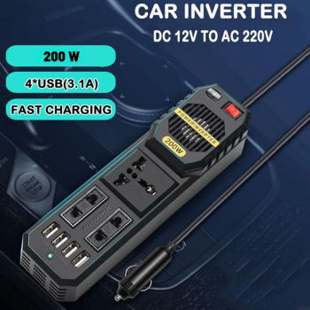 Gambar produk OTOHEROES Car Power Inverter DC 12V to AC 220V 200W with 4 USB Port - E8981