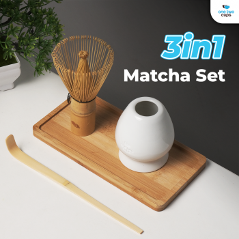 One Two Cups Matcha Set Kit Chasen Stand Chashaku Bamboo 3 PCS - D-31