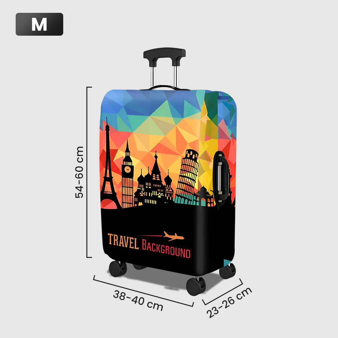 TravGuard Sarung Koper Elastis Polyester Spandex Luggage Cover M Scenic Spot 2 - H-22 Gambar produk TravGuard Sarung Koper Elastis Polyester Spandex Luggage Cover M Scenic Spot 2 - H-22