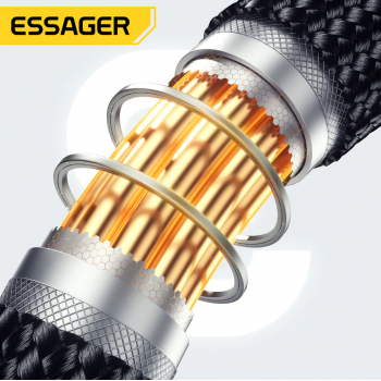 Gambar produk ESSAGER Kabel Data Spring USB Type C to Type C Fast Charging PD 100W - EXCTT1-CY01