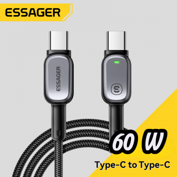 ESSAGER Charging Cable USB Type C to USB Type C 480Mbps 60W 1M - EXCTT2-CZ0G-P