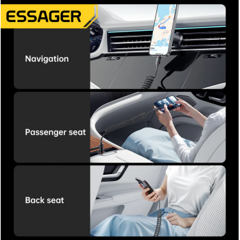 Gambar produk ESSAGER Kabel Data Spring USB Type C to Type C Fast Charging PD 100W - EXCTT1-CY01