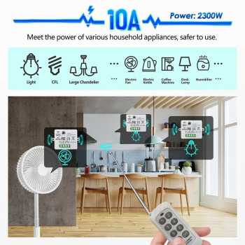 Gambar produk YULO Wireless Relay Switch Remote Control 433 MHz EV1527 220V 10A - YL-22