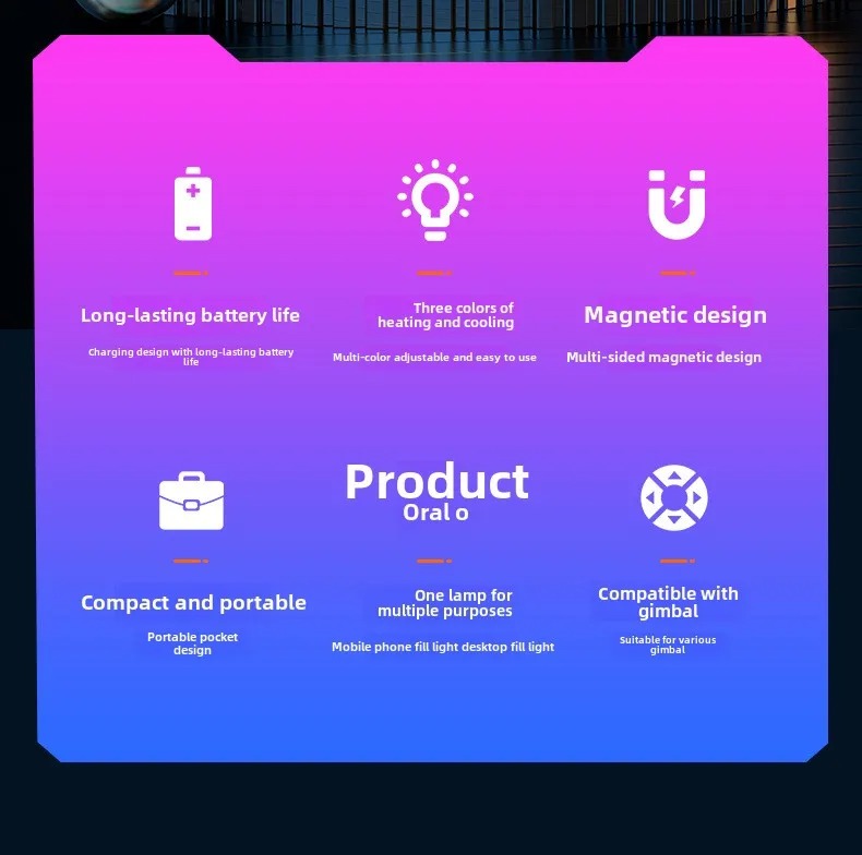 APOPIS Lampu Fill Light LED Magnetic 3 Color Portable Dimmable 150mAh - A08 Gambar produk APOPIS Lampu Fill Light LED Magnetic 3 Color Portable Dimmable 150mAh - A08