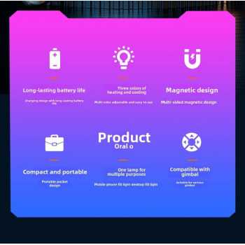 Gambar produk APOPIS Lampu Fill Light LED Magnetic 3 Color Portable Dimmable 150mAh - A08