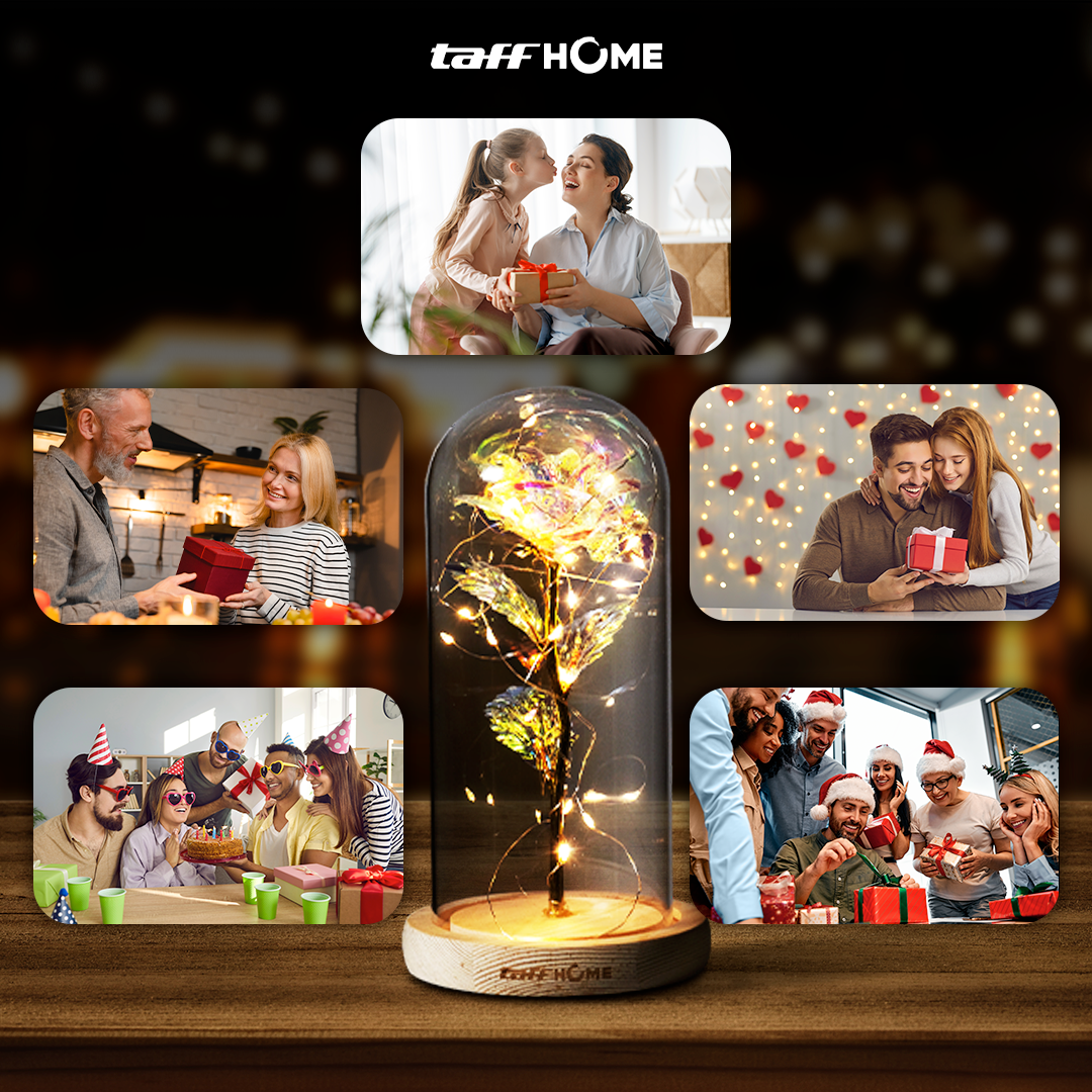 TaffHOME Lampu Meja Hias LED Mawar Beauty and The Beast Warm White - AC01 Gambar produk TaffHOME Lampu Meja Hias LED Mawar Beauty and The Beast Warm White - AC01