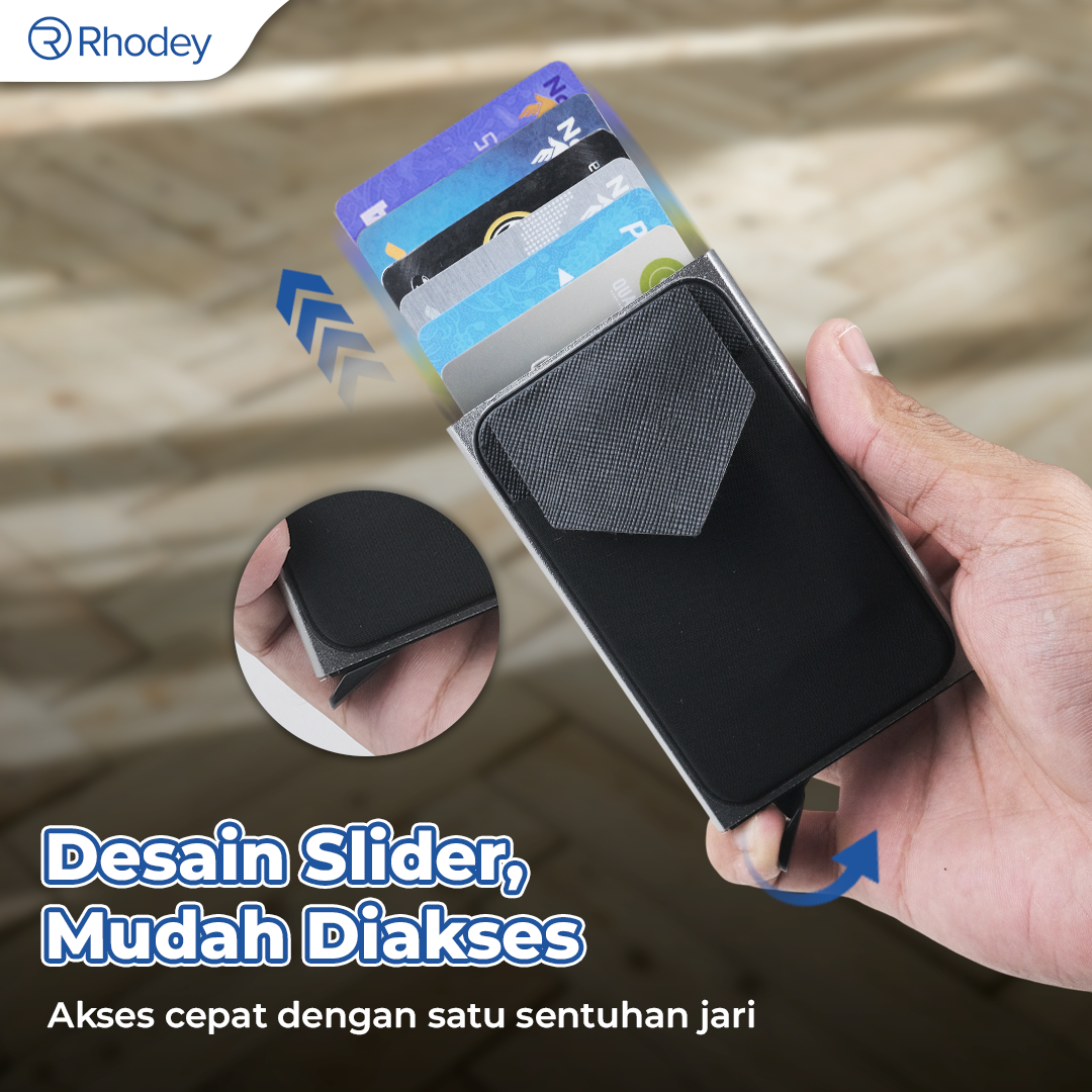Rhodey Dompet Kartu Slim Slider Aluminium Anti RFID - G883 Gambar produk Rhodey Dompet Kartu Slim Slider Aluminium Anti RFID - G883